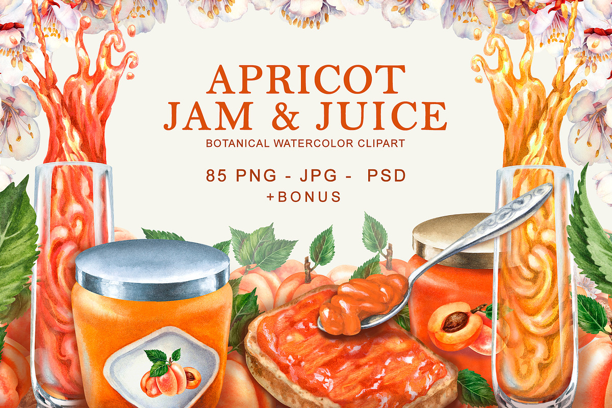 Apricot Jam & Juice, watercolor, a Food Illustration by EL_SUHOVA (Photo 1 of 14)