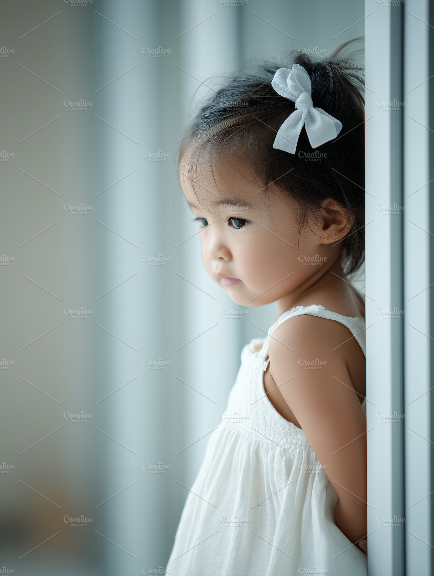 Thoughtful little Asian girl, a Person Photo by MistyDay