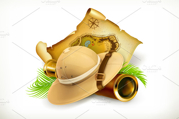 Pith Helmet Treasure Map. Emblem