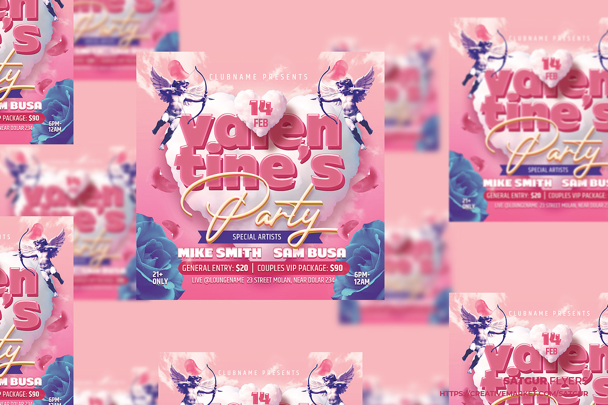 Valentines Day Party Flyer Template, a Flyer Template by Satgur Graphic Design (Photo 6 of 6)