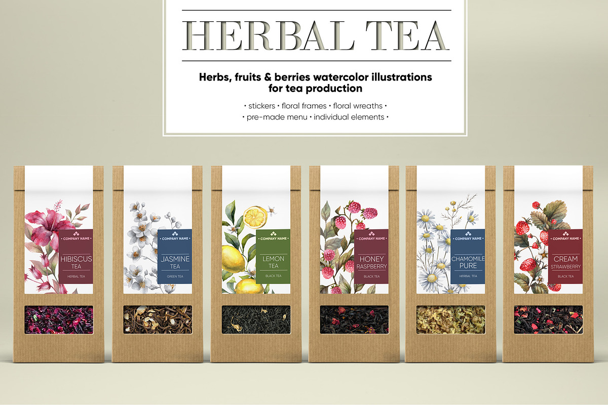 HERBAL TEA. Watercolor illustrations, a Decorative Illustration by Anastasia Koba (Photo 1 of 10)