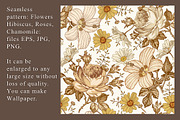 Set Seamless Flowers Rose Hibiscus, a Pattern Graphic by Vintage (Thumbnail 2 of 10)