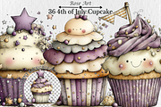 Whimsical4th of July Cupcake Clipart, a Seasonal Illustration by Rose Art (Thumbnail 1 of 6)