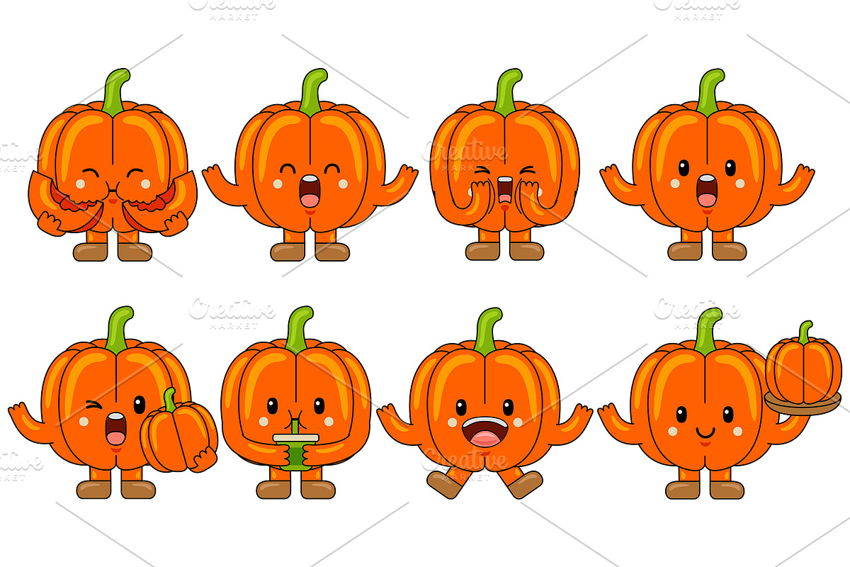 Pumpkin Mascot Vector Pack, an Illustration by MEDZ (Photo 1 of 5)