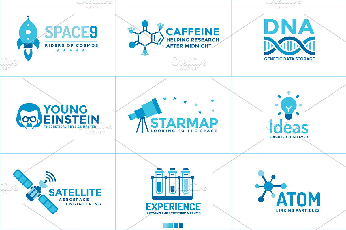 Science: 108 Flat Logos Bundle, a Branding & Logo Template by ToonPlanet Vector Assets (Photo 3 of 9)