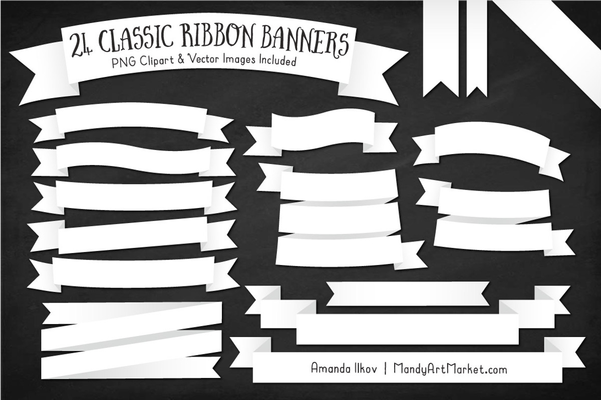 White Ribbon Banner Clipart, an Illustration by Amanda Ilkov (Photo 2 of 4)