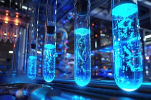 A collection of blue tubes filled wi, a Photo by Iftikhar Alam