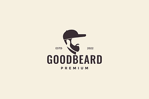 Cool Man Bearded With Hat Logo