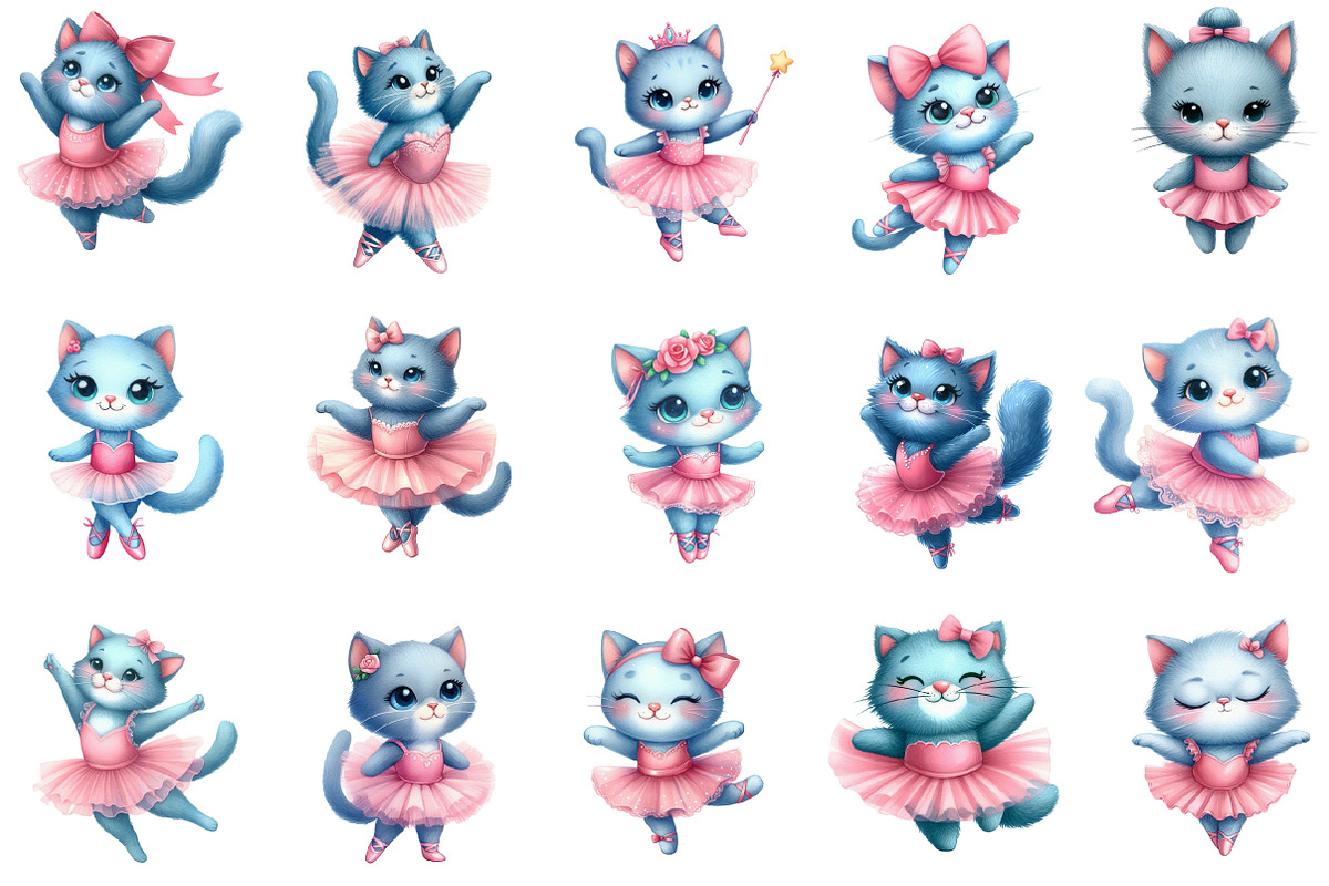 Blue Cat Ballerina Clipart, an Illustration by Designworld (Photo 3 of 5)