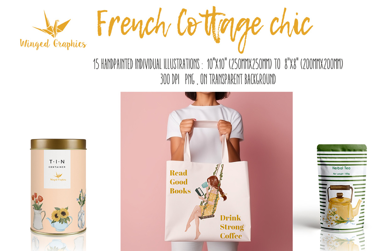 French Cottage Chic Watercolor set, an Object Illustration by Winged Graphics (Photo 3 of 4)
