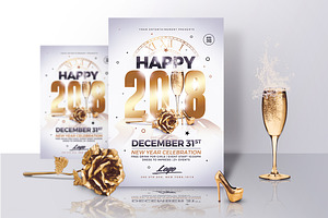 Classy New Year 2018 Invitations, a Poster Template by Rome B Creation