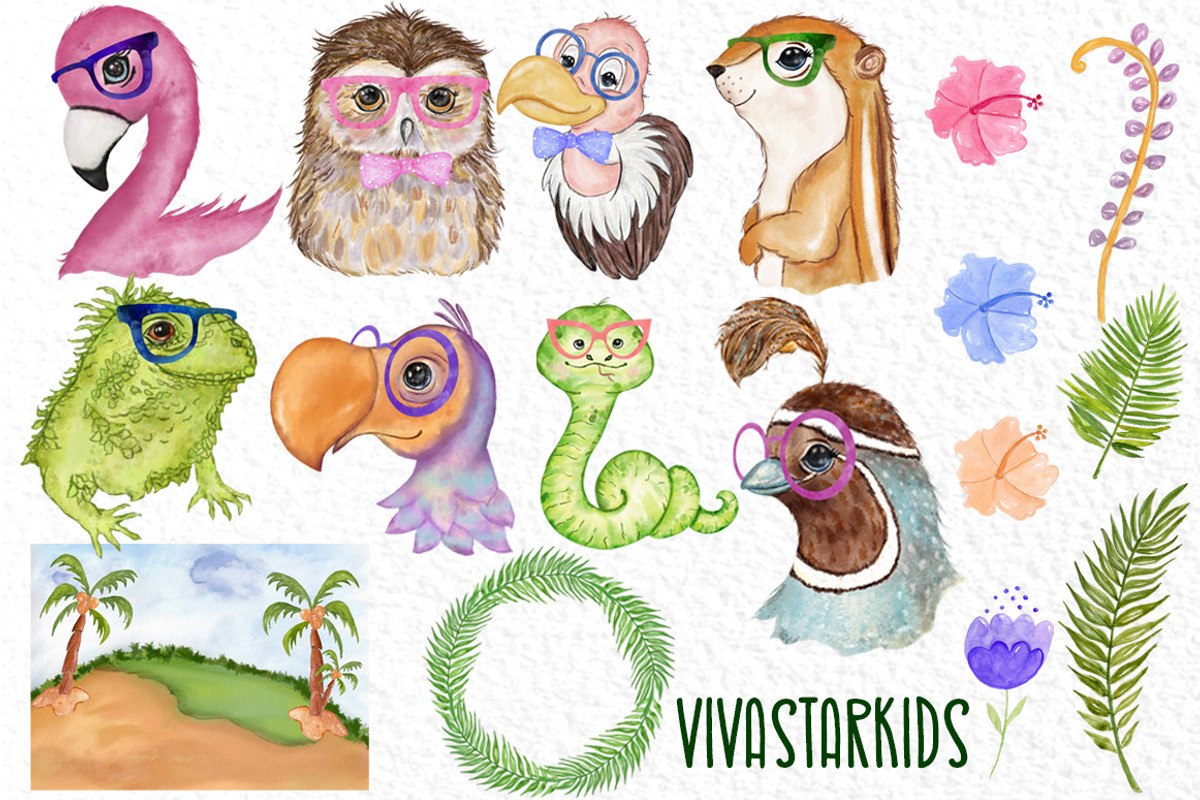 Tropical birds Cute Animals, an Animal Illustration by vivastarkids (Photo 2 of 7)