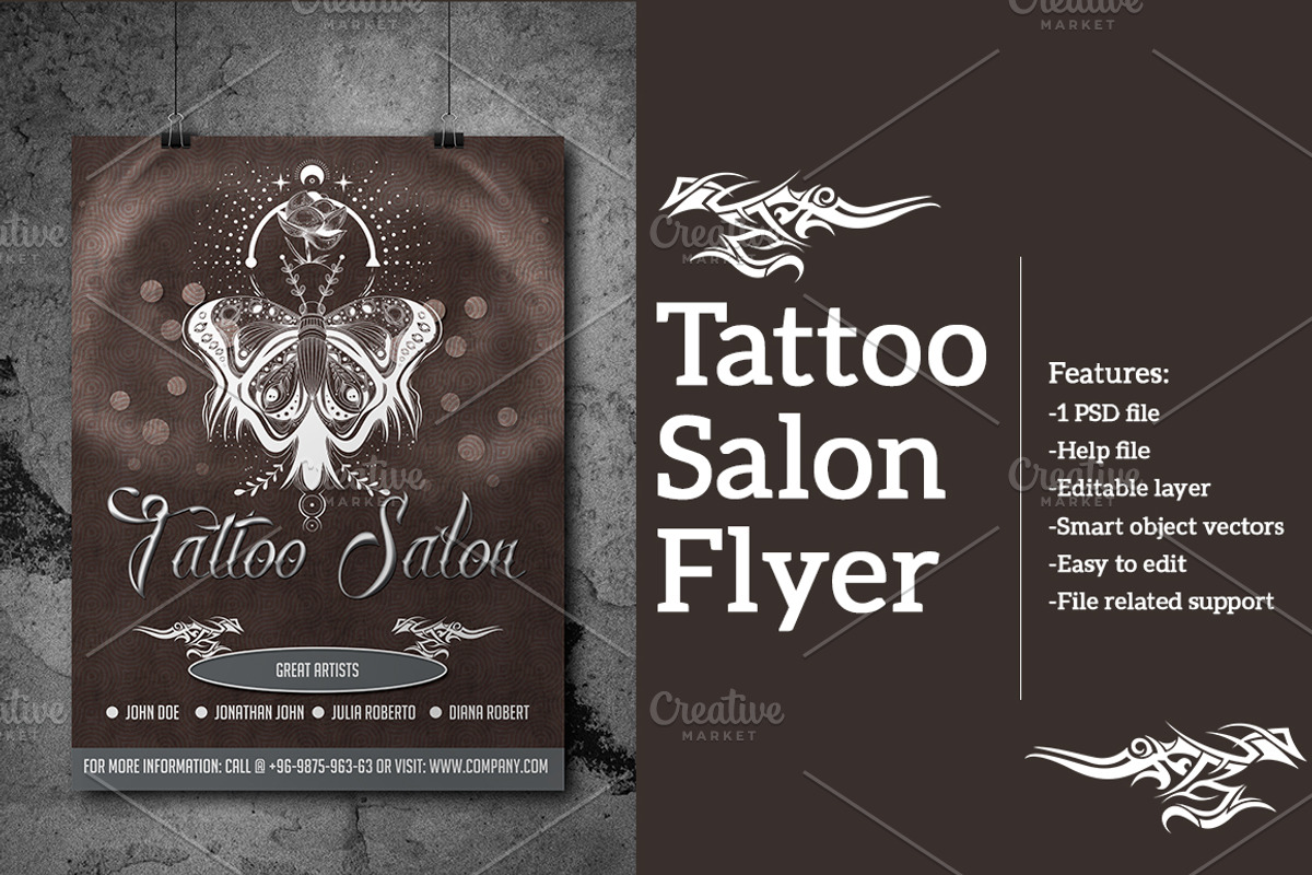 Tattoo Salon Flyer, a Flyer Template by Minimalist Studio (Photo 1 of 2)