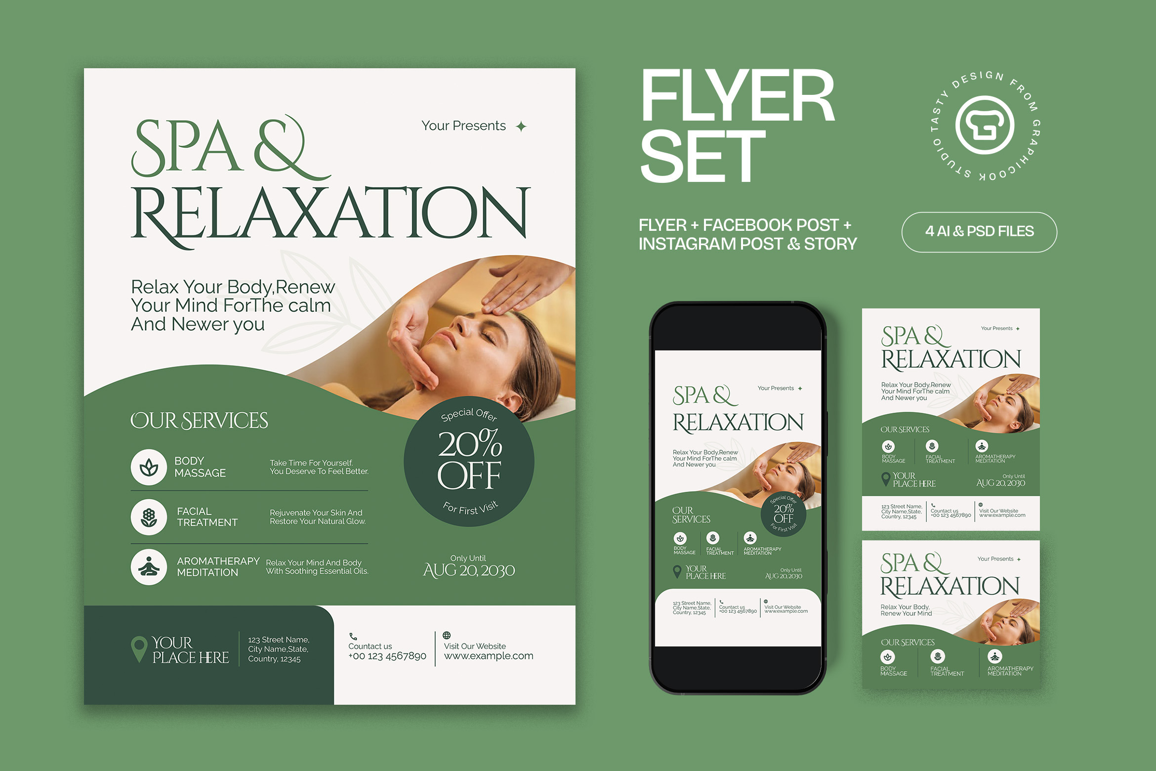 Spa and Relaxation Flyer, a Flyer Template by graphicook