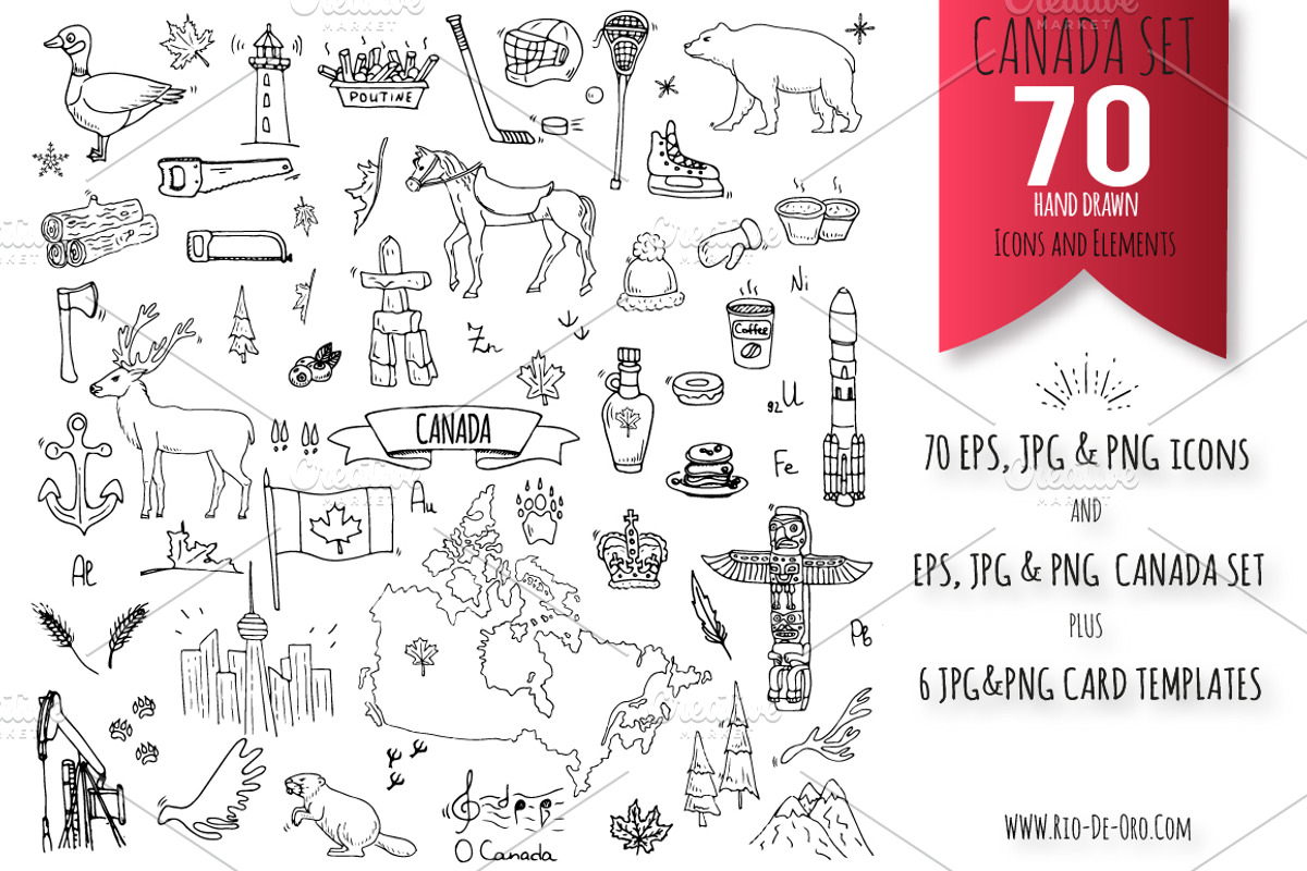 70 CANADA hand drawn elements!, a Graphic by Natasha-Pankina.com (Photo 1 of 9)