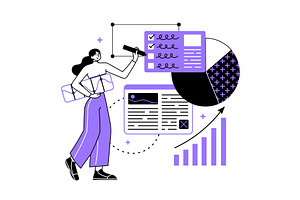 Person is working with data, a Finance Illustration by undrey