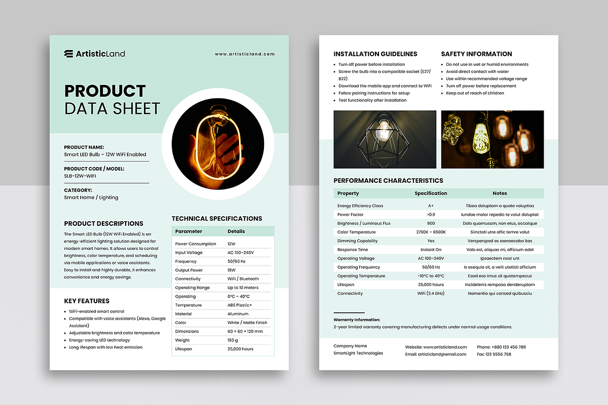 Technical Data Sheet Template, a Flyer Template by ArtisticLand (Photo 4 of 5)