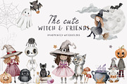 Cute Halloween watercolor clipart, a Seasonal Illustration by Grace Noboa Illustrations (Thumbnail 1 of 12)