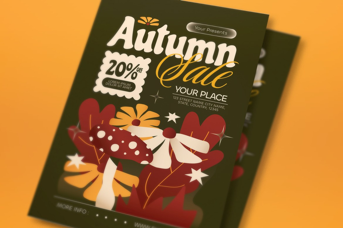 Green Quirky Autumn Sale Flyer Set, a Flyer Template by graphicook (Photo 2 of 3)