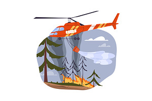 Vector helicopter extinguishing, an Illustration by Elegant Solution