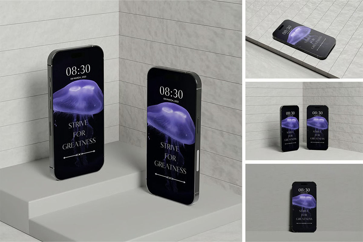 iPhone 15 Pro Mockup, an iPhone Mockup by zpackcreative (Photo 1 of 5)