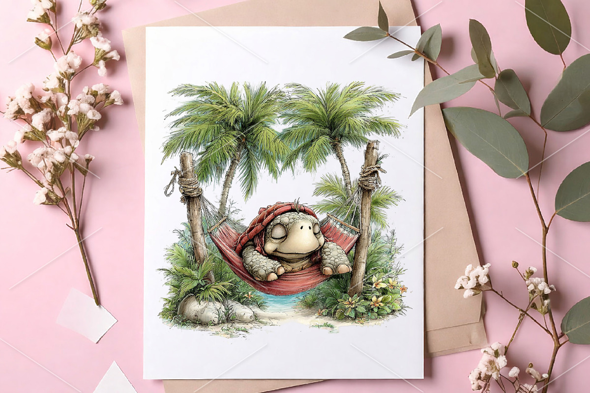 Whimsical Summer Turtle Clipart PNG, a Seasonal Illustration by Canvas Craft (Photo 7 of 7)
