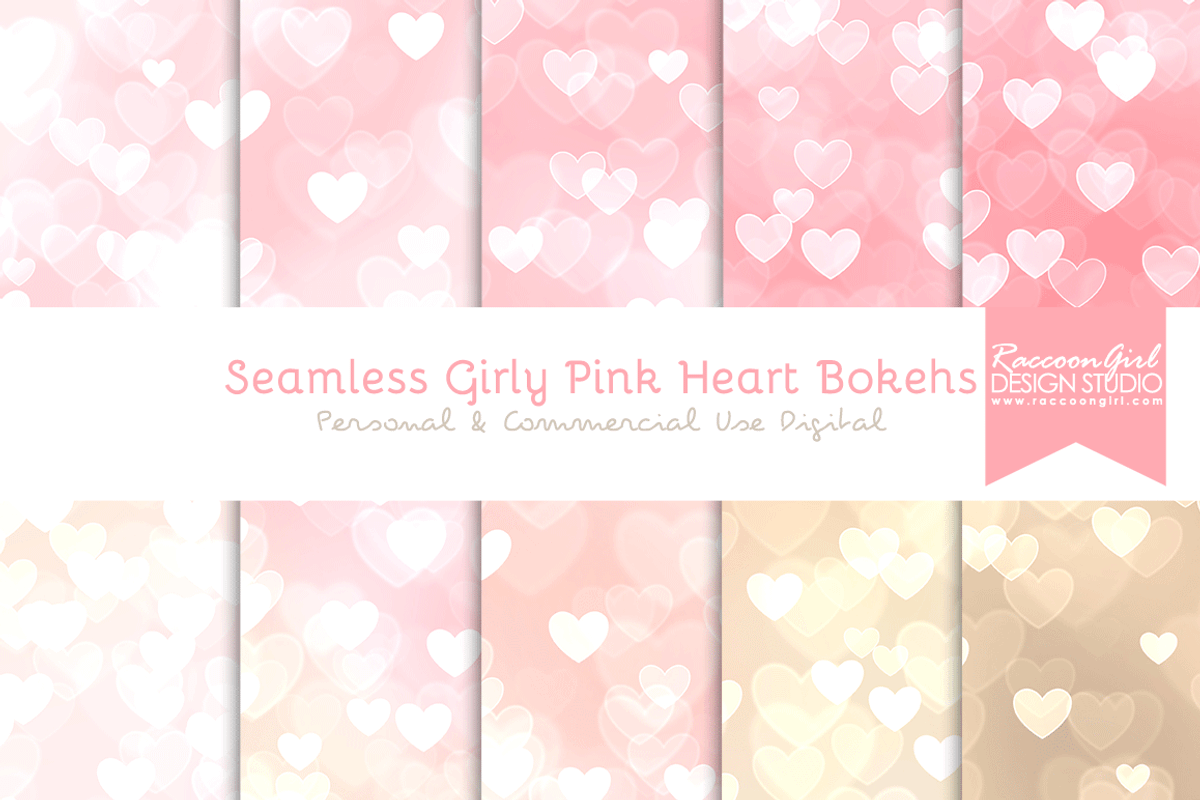 Seamless Girly Pink Heart Bokehs