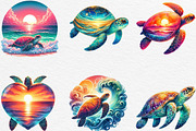 Sunset Sea Turtle Sublimation, an Illustration by Black Bird Studio (Thumbnail 2 of 6)