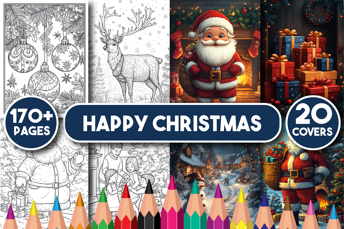 Happy Christmas Coloring Book, an Animal Illustration by Design Home (Photo 1 of 3)