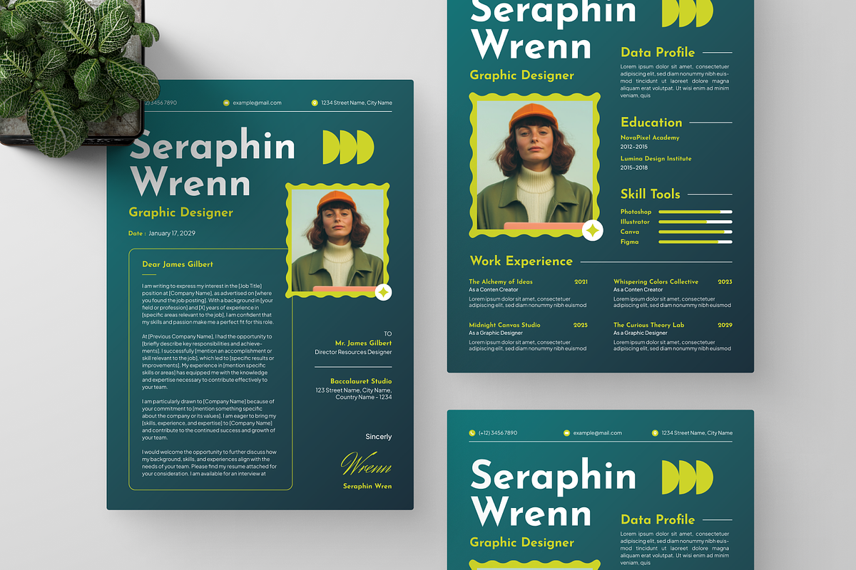 Blue Gradient CV Resume preview 2
