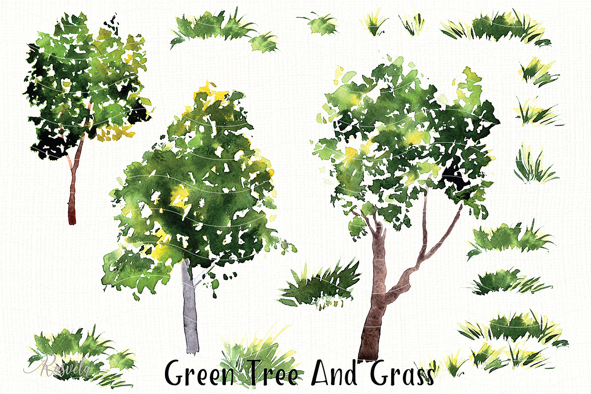 №138 Summer Green Tree And Grass, a Decorative Illustration by Rasveta (Photo 2 of 9)