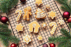 Christmas gingerbread cookies decorating festive holiday dessert, a Holiday Photo by Olena Rudo