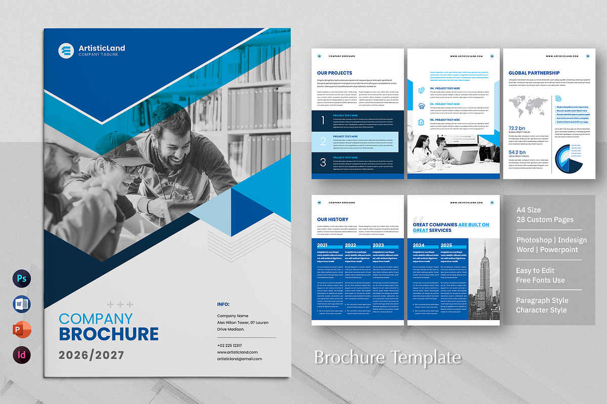 Brochure | Word, PPTX, InDesign, PSD, a Brochure Template by ArtisticLand (Photo 3 of 8)