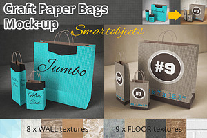 3 Shopping Paper Bags Mockup