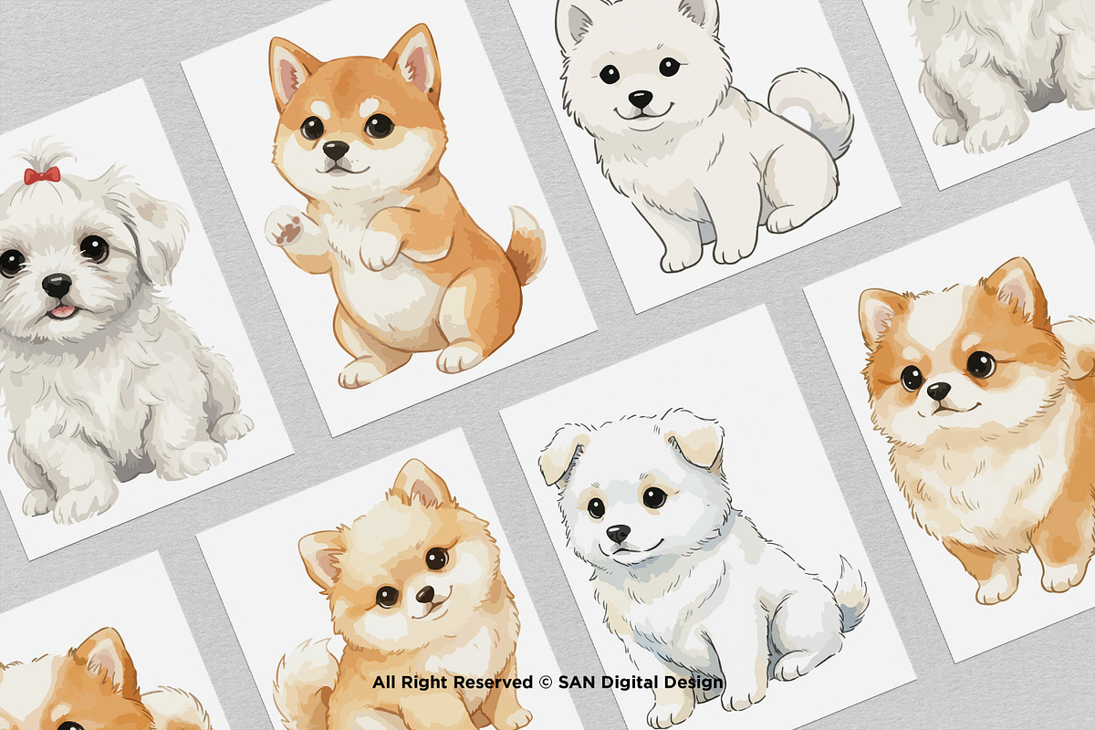 15 Bundle Watercolor Baby Puppy Dog, an Animal Illustration by Morspective (Photo 3 of 8)