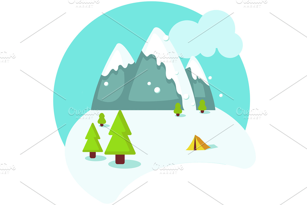 Avalanche natural disaster in, an Illustration by SiberianArt
