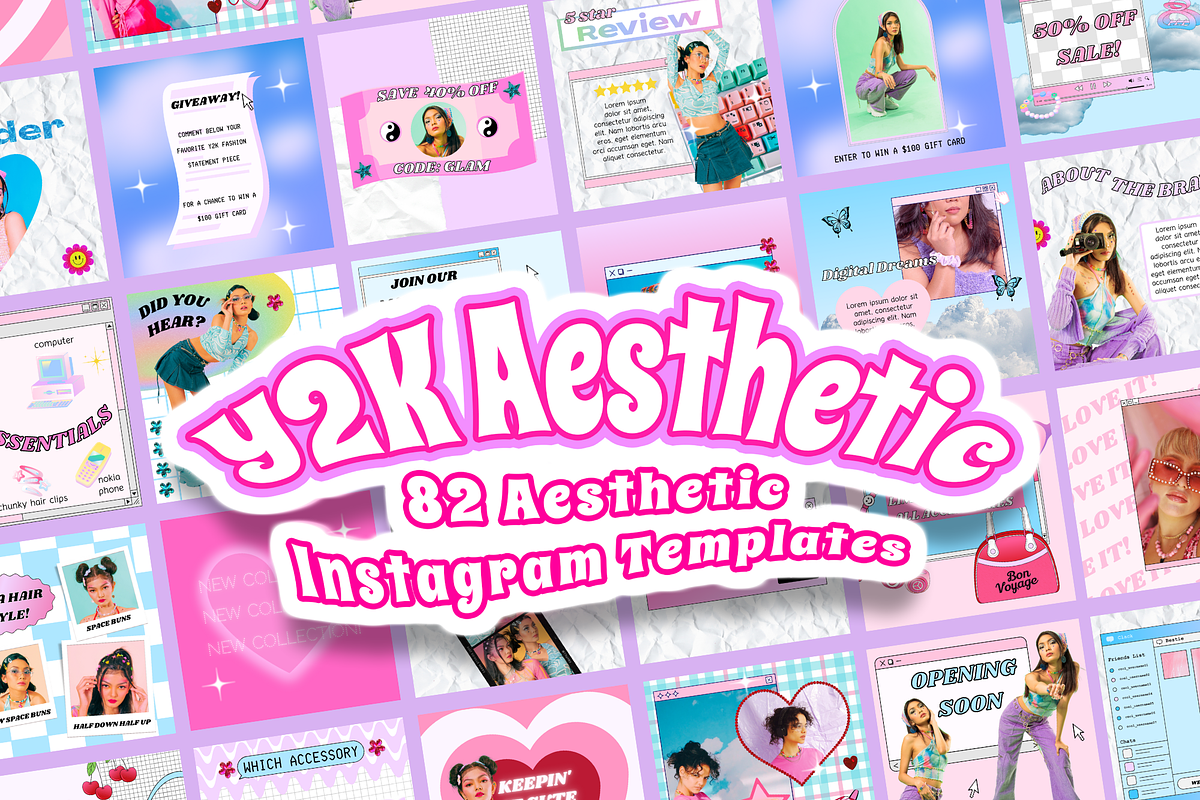 Y2K AESTHETIC 82 Instagram Templates, a Social Media Template by PLANETSEL (Photo 1 of 7)