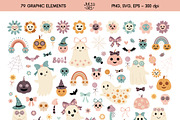 Retro Groovy Halloween Collection, a Seasonal Illustration by JulzaArt (Thumbnail 2 of 10)