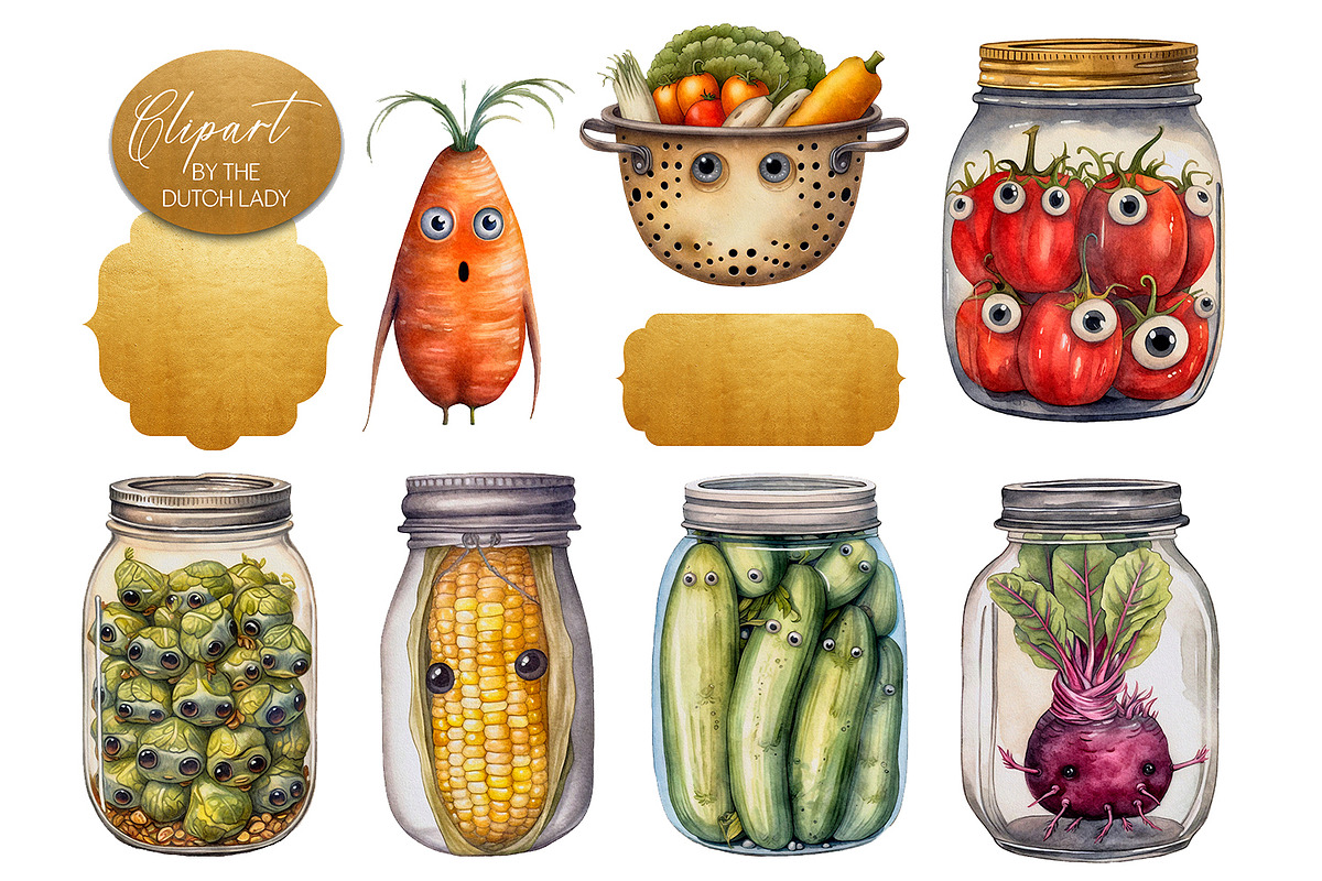 Preserved Vegetables Clipart Set, a Food Illustration by The Dutch Lady Designs (Photo 5 of 7)