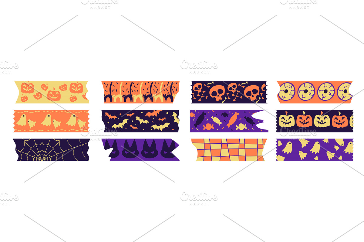 Halloween washi tape with pumpkins, an Illustration by art PVP - market