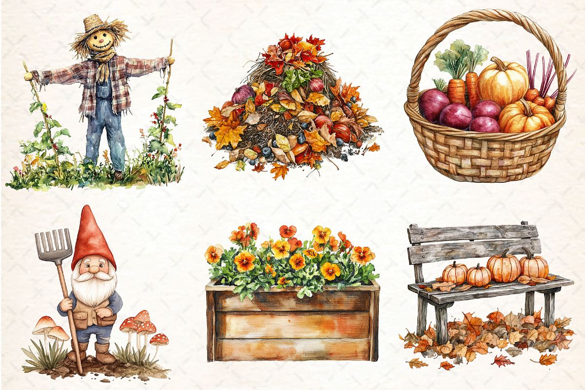 Autumn Garden Clipart, an Illustration by DreamCafeArt (Photo 4 of 7)