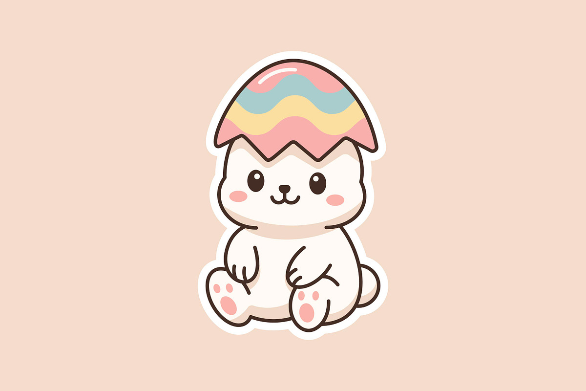 Cute Easter Bunny and Eggs Sticker, an Object Graphic by Andhnd Studio (Photo 2 of 4)