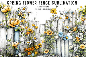 Spring Flower Fence Sublimation Clip, an Illustration by CreationArt