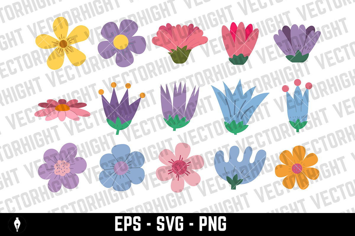 Set of blossom flower heads. Daisy, a Decorative Illustration by Vectorhight