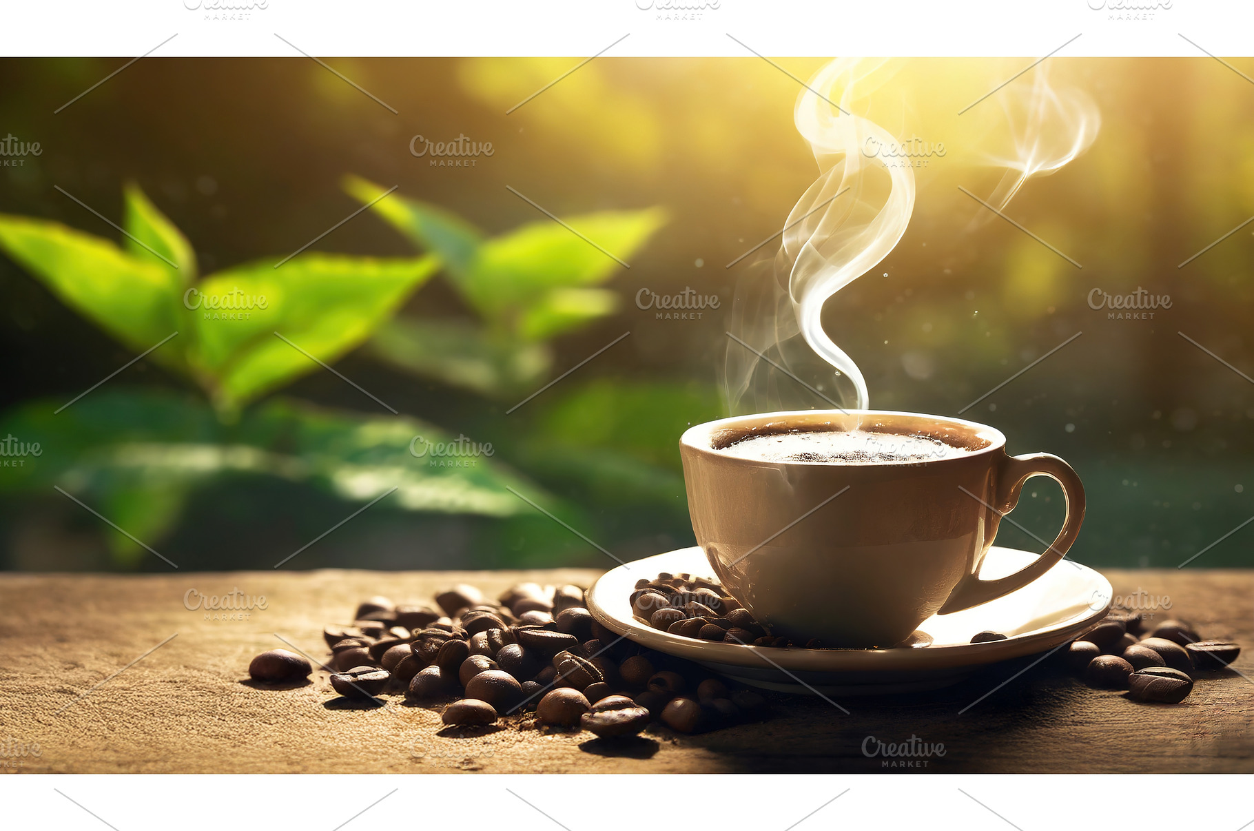 A steaming cup of coffee on a wooden, a Background Photo by Igor Tichonow