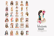 Watercolor boho women clipart set, a Decorative Illustration by Patishop Art (Thumbnail 4 of 11)