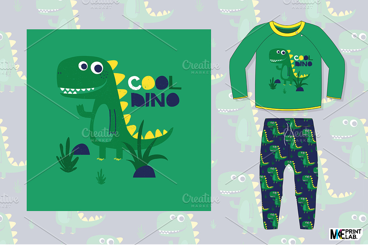COOL DINO PRINT AND PATTERN DESIGN, an Animal Illustration by MKE Print Lab. (Photo 2 of 2)