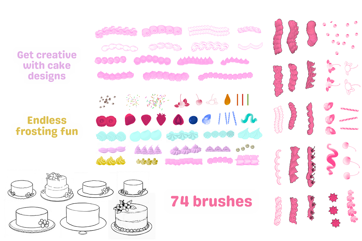 Fun Cake Frosting Brushes, a Brush Add-On by nikiartcorner (Photo 3 of 6)