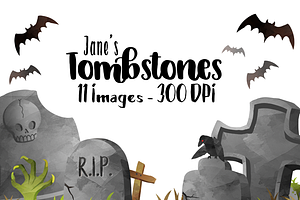 Watercolor Tombstones Clipart