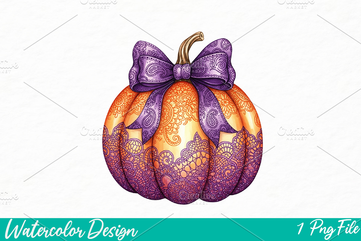 Halloween Pumpkin png Sublimation, an Illustration by Watercolor design (Photo 1 of 3)